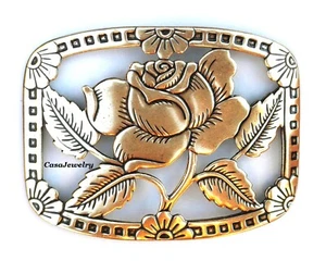 #5025 COMPONENTE ROSA RECTANGULAR ORO ENVEJECIDO - Imagen 1 de 2