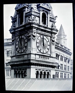 Vintage GLASS NEGATIVE PHOTO House Tower Clock Insurance Building 1929 a61 - Picture 1 of 4