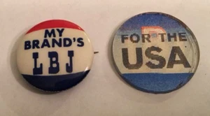 LYNDON JOHNSON for President 1964 Campaign Buttons 2 Buttons One Hologram - Picture 1 of 2