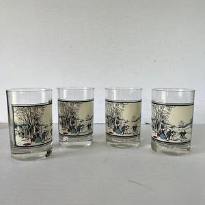 VTG Currier & Ives Arby's Collector Rocks Glasses 1978 Set of 4 Holiday Winter - Picture 1 of 7