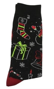K.Bell Kbell Mens Holiday Socks Black Neon outline Holiday Cotton Blend 10-13 - Bild 1 von 3