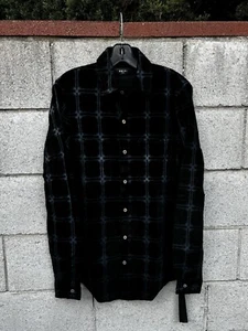 NWT $2490 AMIRI Suede Leather Shirt Jacket Blue Plaid Sz M - Picture 1 of 11