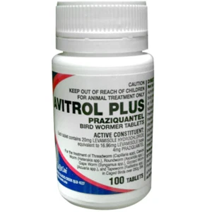Avitrol Plus Praziquantel Pigeon Caged Bird Wormer Tablets 100 Pack - Picture 1 of 1
