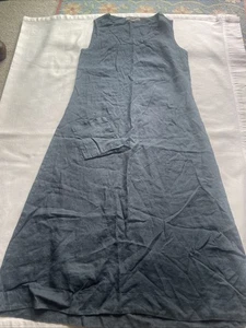 NUEVO VESTIDO LINO MUJER 100% LINO SIN MANGAS LARGO AZUL MARINO TALLA PEQUEÑA - Imagen 1 de 6