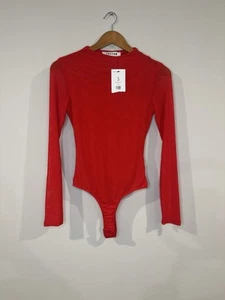 Akira Mesh Long Sleeve Bodysuit Paxton Womens Size Small Red - Picture 1 of 9