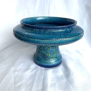 Cuenco de cerámica con patas Aldo Londi Bitossi Italia Rosenthal Netter Rimini azul - Imagen 1 de 13