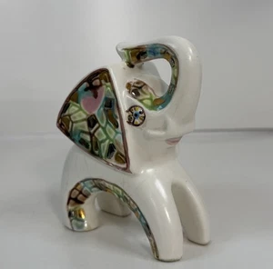 Figura Elefante Cerámica Relco Vintage - Mosaico Blanco Esmaltado Decorativo - Imagen 1 de 11