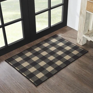 Black Check Indoor/Outdoor Rug Rect 24x36 VHC Brands - Picture 1 of 9