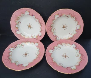 4 Antique Gilman Collamore New York COALPORT England 10" Bowls Pink Gold Flowers - Picture 1 of 11