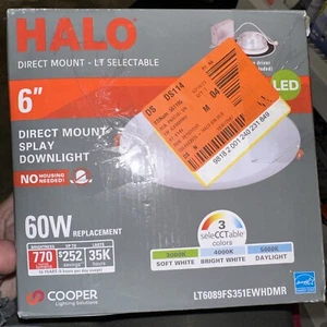 HALO LT6089FS351EWHDMR Canless LED Recessed Light Selectable 3000K, 4000K, 5000K - Picture 1 of 2