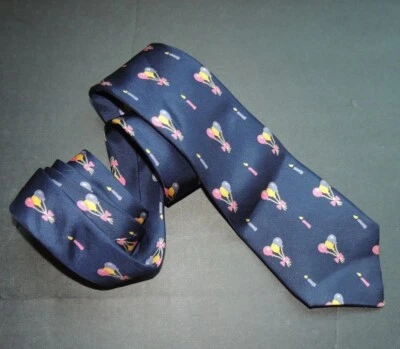 Novedad Corbata Cumpleaños Corbata Globos Y Velas, Seda Lilian Vernon De Colección 1988 Foto 1 de 4