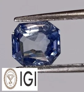 2.08 Ct Natural Blue Sapphire IGI Certified Octagon Cut 7x6 MM No Heat Gemstone - Picture 1 of 8