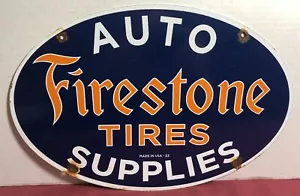 INSEGNA PORCELLANA 16,5” VINTAGE 1953 DATATA PNEUMATICI FIRESTONE FORNITURE AUTO - Foto 1 di 7