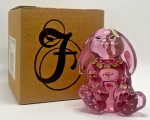 Fenton Art Glass Madras Pink Lop-Eared Bunny, Rose Floral, 5293 -- New in Box - Picture 1 of 4