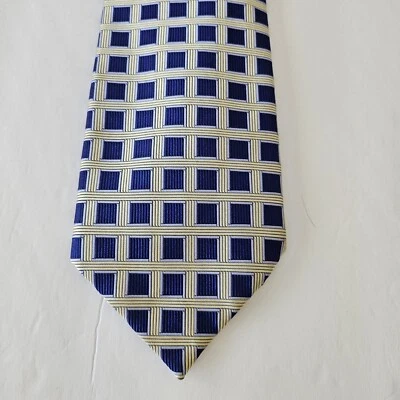 Corbata de seda azul y amarilla Robert Tabott para hombre Foto 1 de 4
