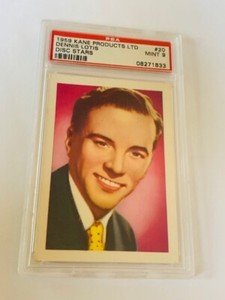 Kane Products Trading Card 1959 Disc Stars England PSA 9 Dennis Lotis #20 band 