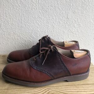 COLE HANN Made in USA Two Tone Brown Leather Saddle Oxford Shoes SZ 13B Pre-Owne
