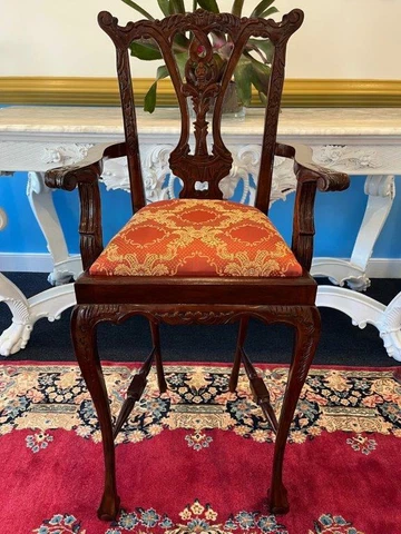 Chippendale Ball and Claw Mahogany Upholstered Infant Child Highchair High Chair Cover