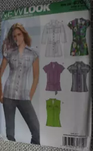 Camicia con bottoni New Look 6704 top blusa cintura motivo cucito taglia 10-22 non tagliata - Foto 1 di 2