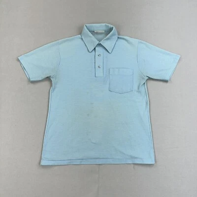 Camisa Polo Vintage Kings Road Hombres M Bebé Azul Años 70 Cuello SEARS Bolsillo Hecha en EE. UU. Foto 1 de 4