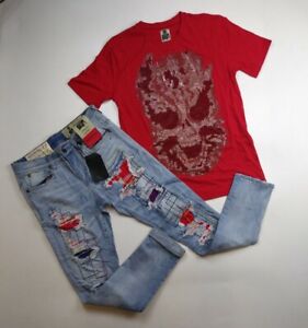 Industrial Indigo mens 2p set T-shirt size Medium and Jeans W32 L32