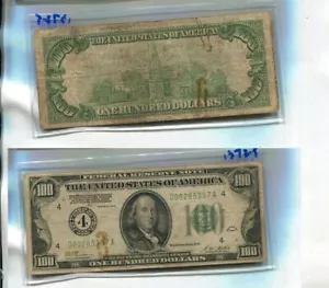 1928 $100 CLEVELAND OHIO CURRENCY NOTE VG STAINED 1372T - Picture 1 of 1