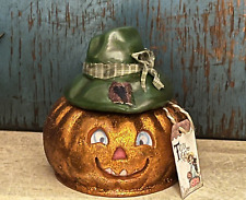 Grubby Primitive Vintage Inspired Bobo da Scarecrow Pumpkin Jack O Lantern Light
