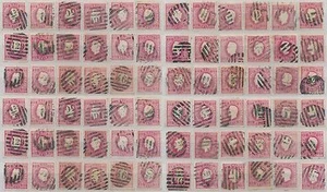 PORTUGAL 1870-1884 FINE USED 25R ROSE NUMERAL POSTMARKS 100 stamps cv £375++..L1 - Picture 1 of 1