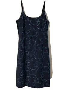 HORNY TOAD blue embroidered fire fly sleeveless lined sundress size large - NWT - Picture 1 of 10