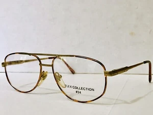 FLEX COL 54mm AVIATOR GOLD/AMBER METAL UNISEX EYEGLASSES OPHTHALMIC FRAME #38 - Picture 1 of 10