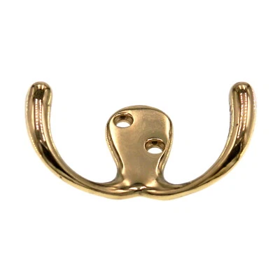 Amerock 2 英寸壁挂式外套钱包实用双钩实心黄铜 BP5399 — 第 1/2 张图片