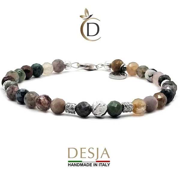 Bracciale pietre dure naturali Agata Indiana con Argento925 | Cassandra - Immagine 1 di 2