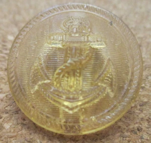 1-Czech Glass Backmarked German Navy Anchor on a Round Amber Button #05-24.10mm - Picture 1 of 4
