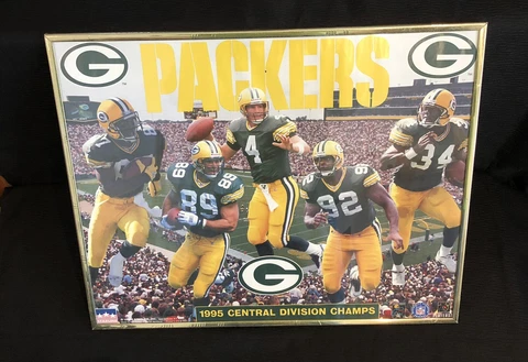 VTG Green Bay Packers 1995 Central Div Champs Poster Framed 16x20 Favre-White Cover