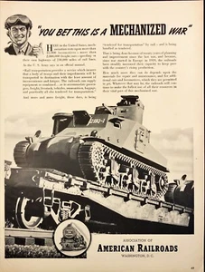 1942 Assoc of American Railroads Transporting Tanks Tanker WWII Vintage Print Ad - Picture 1 of 6