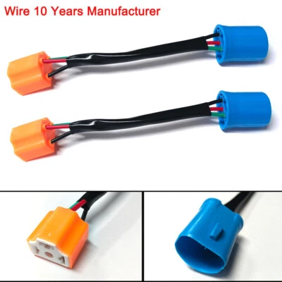 2Pcs Conversion Wire 9004 HB1 TO 9003 HB2 H4 2X Harness Head Light Adapter - Image 1 of 4