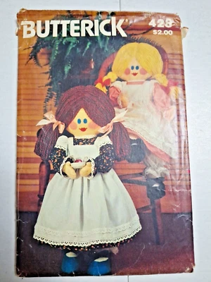 23" Rag Doll & Clothing Butterick 428 Sewing Pattern Cut VTG Soft Toy Yarn Hair - Image 1 of 4