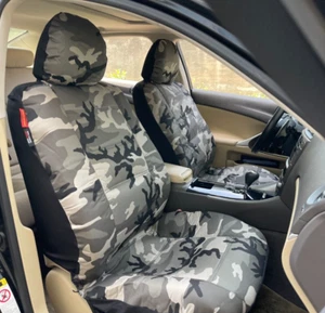 For GMC Sierra 1500 Seat Covers Front Set, Cotton Truck Grey Camouflage Canvas - Picture 1 of 1