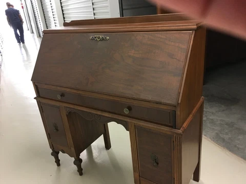 ANTIQUE SOLID WOOD FRONT DROP DOWN DESK Cover