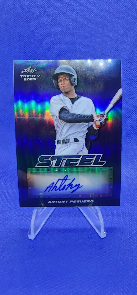 ANTONY PEGUERO 2023 LEAF TRINITY STEEL BLUE AUTOGRAPH AUTO # 7/10 - Image 1 of 4