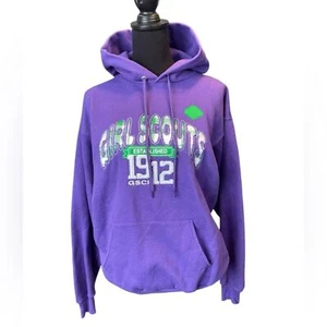 Girl Scouts Purple Hoodie Sweatshirt w/Green/White Plaid Logo, Shamrock, Medium - Picture 1 of 6