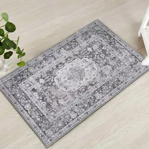 Grey Doormat Allover Non Slip Machine Washable Kitchen Mat Bathroom Mats 50x80cm - Picture 1 of 4