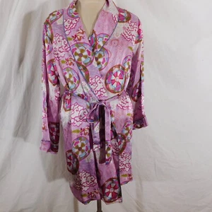 Nick & Nora Damen L/XL Morgenmantel Kaftan Kimono 100% Seide Asiatisch Drache Rosa - Bild 1 von 8