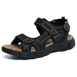 Sandali da uomo estivi in pelle outdoor resort scarpe da spiaggia gomma morbida leggeri - Foto 1 di 27