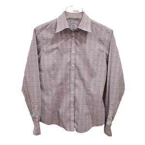 Brooks Brothers Damen lavendel karierte Button Down Bluse Größe 2 bügelfrei - Bild 1 von 8