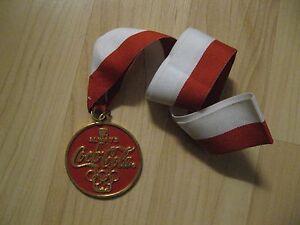 Coca Cola Sports Medal - Coke Soda Pop Gold Athlete Competition Medallion Ribbon