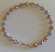 New 14K Italian Gold Tricolor Bangle Whitegold Yellowgold Rosegold 5.4 grams