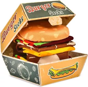 Funny Socks Burger HotDog Tacos Popcorn Socks Box Novelty Food Unique Men Women - Picture 1 of 17