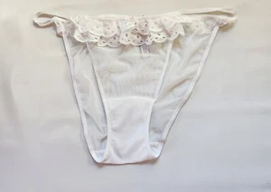 Victorias Secret String Bikini Panty Dream Angels White Sheer Mesh Sexy NWT XL - Picture 1 of 10