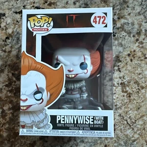 FUNKO POP HORROR STEPHEN KING IT PENNYWISE WITH BOAT #472 CLOWN FIGURE - Picture 1 of 2